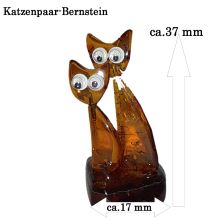 Bernstein Katzen Paar | Edelsteintier Amber | Handarbeit aus Litauen kleine süße Katzen | Cognac-farbener Naturbernstein | Ostsee-Amber Gold der Ostsee | N316