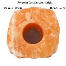 Orangencalcit Teelichthalter | Edelstein beleuchtet mit Teelichtkerze | Rohstein Beleuchtung | Calcit orange