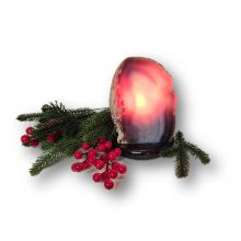 Achat Edelstein Lampe, Schöne Leuchte Front poliert, Echte Naturstein Lampen aus Achatstein, N178