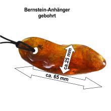 Bernstein Trommelstein Anhänger echt, Bernsteinschmuck Stein gebohrt , uriger Kettenanhänger für Lederband, Amber N112