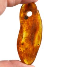 Bernstein Trommelstein Anhänger echt, Bernsteinschmuck Stein gebohrt , uriger Kettenanhänger für Lederband, Amber N112