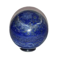 Lapislazuli Stein-Kugel | blaue Edelsteinkugel aus Lapis mit Pyrit Einschüssen und Aufstellring|N205