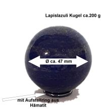 Lapislazuli Stein-Kugel | blaue Edelsteinkugel aus Lapis mit Pyrit Einschüssen und Aufstellring|N205