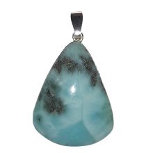 Larimar, echter Atlantisstein Anhänger Tropfen, Edelstein Schmuck Kettenanhänger Silber N 46