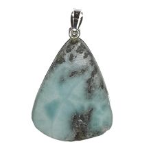 Larimar, echter Atlantisstein Anhänger Tropfen, Edelstein Schmuck Kettenanhänger Silber N 46