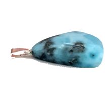 Larimar, echter Atlantisstein Anhänger Tropfen, Edelstein Schmuck Kettenanhänger Silber N 46