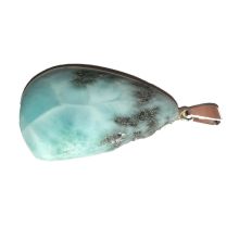 Larimar, echter Atlantisstein Anhänger Tropfen, Edelstein Schmuck Kettenanhänger Silber N 46