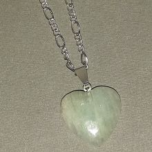 Aquamarin Anhänger Herz, Edelstein-Herz mit Silberschlaufe, Halsschmuck