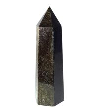 Obsidian Gold schimmernde Edelsteinspitze, Goldobsidian Stand-Spitze, N6570