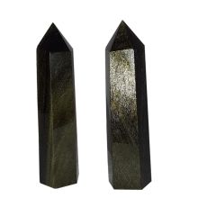 Obsidian Gold schimmernde Edelsteinspitze, Goldobsidian Stand-Spitze, N6570