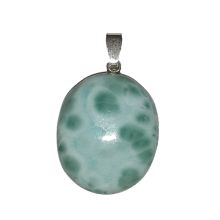 Larimar Halsschmuck, echter Atlantisstein Anhänger, Edelstein Schmuck Kettenanhänger mit Silber Öse, N11