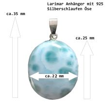 Larimar Halsschmuck, echter Atlantisstein Anhänger, Edelstein Schmuck Kettenanhänger mit Silber Öse, N11