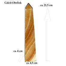 Obelisk Calcit, Edelstein Standobjekt aus Orangencalcit, großer Obelisk N650