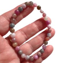 Saphir bunt Armband | Echtes Saphir Stein Kugel-Armband | Bunter Saphir Perlen-Armband 6 mm | Stretch-Armband