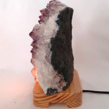 Amethyst Stein-Lampe, echte Naturstein Edelsteinlampe, helle-urige Amethyst-Kristall Leuchte, Deko-Lampe, N219