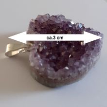 Herz Anhänger, Amethyst-Druse Halsschmuck mit Silber Öse, Edelstein Herz Kettenanhänger