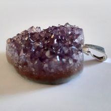 Herz Anhänger, Amethyst-Druse Halsschmuck mit Silber Öse, Edelstein Herz Kettenanhänger