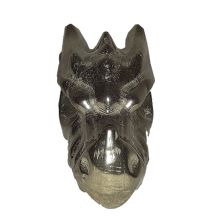 Drachen Kopf aus Pyrit, Handarbeit Drache Stein Figur, Fantasy Figur