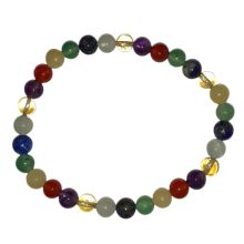 Chakra Edelstein Kugel-Armband, Perlen Schmuck 7 Farben, Energie-Yogaarmband für Damen und Herren