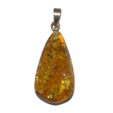 Bernstein-Schmuck-Anhänger, Ostsee-Amber Cognac farbend, Kettenanhänger mit Silber Schlaufenöse, echter Bernstein N24