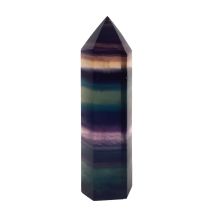 Fluorit Stand-Spitze, kleiner Kristall Obelisk, echte Regenbogenfluorit Steinspitze, N88