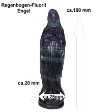 Regenbogen Fluorit Edelstein Engel, Madonna, schöne Fluorit Figur, Steinengel zur Dekoration, ca. 10 cm