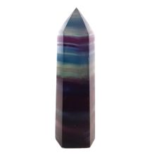 Fluorit Stand-Spitze, kleiner Kristall Obelisk, echte Regenbogenfluorit Steinspitze, N100