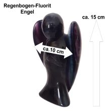 Regenbogen Fluorit großer Engel,  schöner, dekorativer Schutzengel, Steinengel zur Dekoration, ca. 15 cm