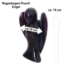 Regenbogen Fluorit XXL Engel,  schöner, dekorativer Schutzengel, Steinengel zur Dekoration, ca. 15 cm