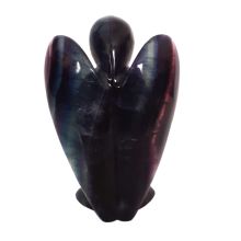 Regenbogen Fluorit großer Engel,  schöner, dekorativer Schutzengel, Steinengel zur Dekoration, ca. 15 cm