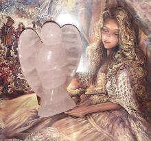 Rosenquarz Engel Figur, großer Edelsteinengel, dein persönlicher Glücksbringer, Geschenk-Tipp, Dekoration, ca. 15 cm