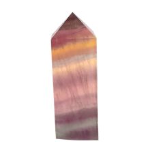Fluorit Obelisk | Edelstein Standspitze | Therapiestein Candy-Fluorit, Heilstein Obelisk-Spitze gelb-grün-violett, N74