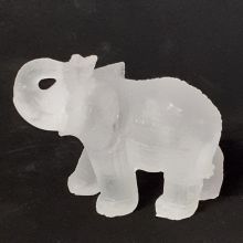 Edelsteintier Elefant, Figur aus Bergkristall, Handarbeit, Glücksbringer, Sammelobjekt, Größe ca. 7,5cm
