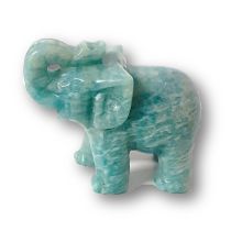 Edelstein-Tier Elefant Regenbogen-Fluorit, Edelstein Tier Figur Elefant aus hellem Fluorit,  Glücksbringer, sehr beliebtes Sammelobjekt, ca. 5 cm