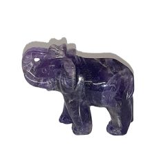 Amethyst Edelstein Figur Elefant, Edelsteintier aus dunklem Amethyst Stein, beliebtes Sammelobjekt schöne Geschenk Idee, ca. 5 cm