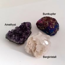 Bergkristall, Buntkupfer, Amethyst, schöne Mineralien Edelsteine im Set für Sammler, zur Dekoration, N163