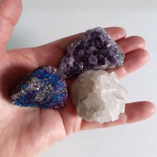 Bergkristall, Buntkupfer, Amethyst, schöne Mineralien Edelsteine im Set für Sammler, zur Dekoration, N163