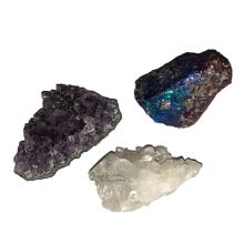 Bergkristall, Buntkupfer, Amethyst, schöne Mineralien Edelsteine im Set für Sammler, zur Dekoration, N163