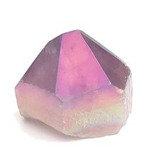 Aqua Aura Quarzspitze, Amethystspitze Gold bedampft, poliert mit Standfläche, Therapie Kristall, Dekoration, N106