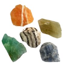 Rohstein-Set mit 5 verschiedenen Calcit Steinen aus Mexiko, N599
