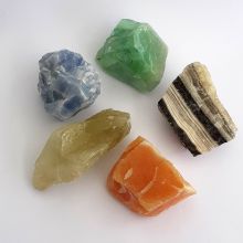 Kalzit-Rohsteine mit 5 verschiedenen Calcit Steinen aus Mexiko, eine besondere Vielfalt N478