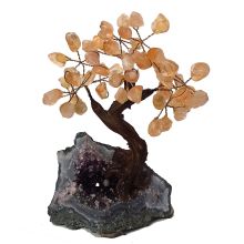 Edelsteinbaum Citrin, hübscher Edelstein Citrinbaum stehend auf Amethyst Base, Höhe ca. 18-19 cm, Handarbeit N617