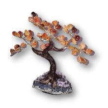 Edelsteinbaum Carneol, hübscher Edelstein Carneolbaum stehend auf Amethyst Base, Höhe ca.20-21 cm