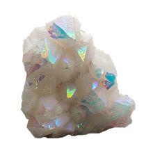 Standobjekt Kristall Gruppe Angel Aura, Bergkristall veredelt, Aqua Aura Stufe mit buntem Farbspiel, N63