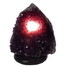 Amethyst Stein-Lampe, besondere Naturstein Edelsteinlampe, Amethyst-Kristall Leuchte, Rohstein Deko-Lampe, N272