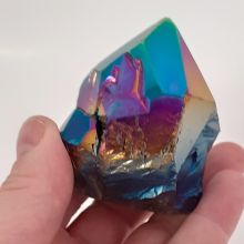 Aqua Aura Standspitze, Kristallspitze poliert mit Standfläche, Therapie Kristall, Dekoration, N9173