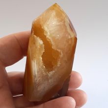 Edelstein-Spitze Achat, Naturstein-Achat mit Kristall Höhle, Dekoration-Spitze, N147