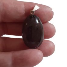 Rauchquarz Kettenanhänger, Schmuck-Anhänger mit Silber Schlaufen Öse, Edelstein echt