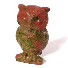 Eule aus Unakit-Epidot, Edelstein Tier Eule der Weisheit, ca.5 cm, Stein Figur