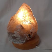 Rauchquarz-Rohstein Lampe, Edelsteinlampe mit Holzsockel, dekorative schöne Naturstein Leuchte, N283